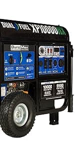 DuroMax XP12000HX 12,000-Watt Dual Fuel Portable Generator - Gas & Propane, Electric Start, Whole Home Power Backup, Transfer Switch Ready, RV & Emergency Ready