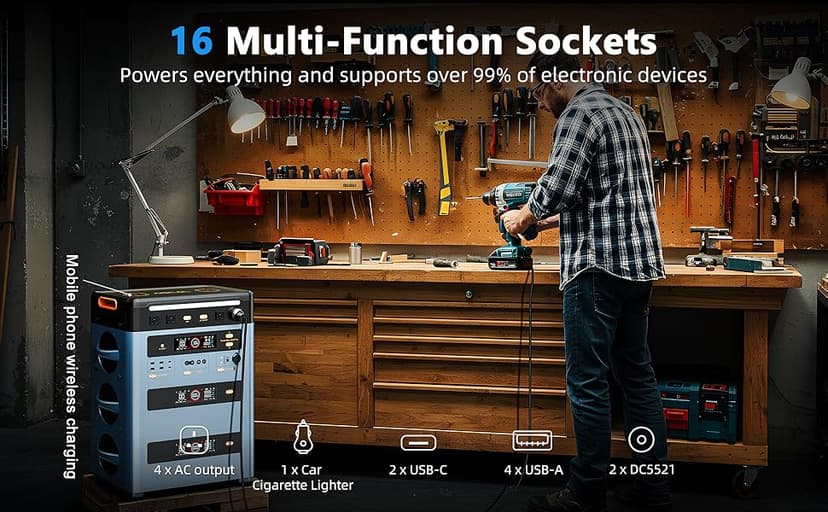 OSCAL 2400W Solar Generator, 1872Wh Solar Power Station with 4 AC Outlets (5000W Peak), 1.45H Full Charging, APP Control Emergency Power Station for Home, Camping & RVs, Battery Backup