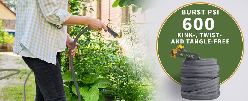 2025 Upgraded 50FT Non-Expanding Garden Hose, Ultra-Light & Flexible Water Hose - Burst-Resistant, Kink-Free, High-Pressure, All-Weather Use for Lawns, Gardens, and Outdoor Cleaning
