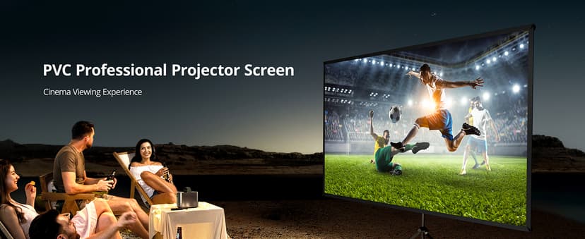 Projector Screen with Stand - 100" Indoor/Outdoor 16:9, 4K HD PVC Screen with 1.5 Gain, 2IN1 for Backyard Theater & Wall Hanging, Includes Carry Bag