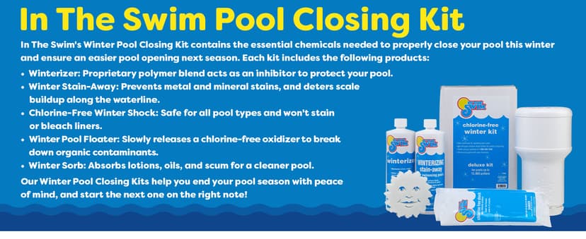 In The Swim Pool Closing Kit - Winterizing Chemicals for Above Ground and In-Ground Pools - Up to 15,000 Gallons