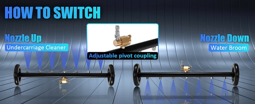 Tool Daily Dual-Function Undercarriage Cleaner, 24 Inch, Water Broom for Pressure Washer with 7 Nozzles, Under Car washer Attachment, 3 Pcs Extension Wand, 4000 PSI