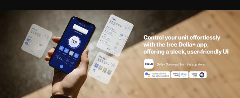 DELLA Vario 12000 BTU Mini Split Air Conditioner Work with Alexa 19 SEER2 Cools Up to 550 Sq.Ft Energy Efficient Ductless Inverter System, Heat Pump Pre-Charged and 16.4ft Installation Kits