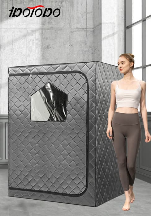 Full Size Portable Personal Infrared Sauna for Home, Personal Home Spa Tent with Remote Control, Heating Foot Pad, Foldable Reinforced Chair (Grey, L33.8 x W 33.8" x H 66.5"