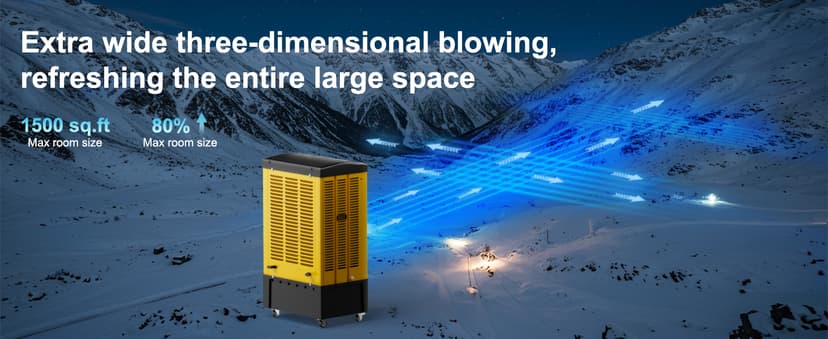 Swamp Cooler, 6500 CFM Evaporative Air Cooler, 19 Gal Water Tank Outdoor Air Conditioner, 3 Speed,5 Ice Boxes,Suitable for Indoor & Outdoor Garage,Patio,courtyard,factory workshop,50inch