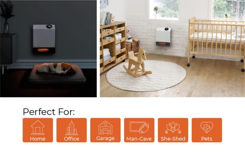 Heat Storm Deluxe Space 1000 Watt Infrared Wall Mount Electric Heater, White