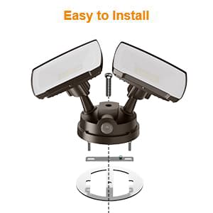 LEPOWER 3000LM LED Flood Light Outdoor, Switch Controlled LED Security Light, 28W Exterior Lights with 2 Adjustable Heads, 5500K, IP65 Waterproof for Garage, Yard, Patio Brown