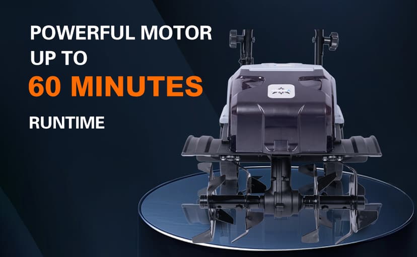 40V Cordless Tiller Cultivator,16 Huge SteelTines Garden Tiller,8.6 inch Wide BatteryPowered Garden Cultivator,(2 4AH Battery andCharger Included)