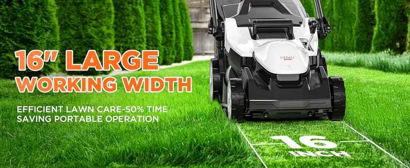 Litheli 40V (2 x 20V) 16" Electric Lawn Mower Cordless, Walk Behind Lawn Mower with 6-Height Adjust, Portable & Lightweight Push Battery Powered Lawn Mower (2 * 4.0AH Batteries Included)