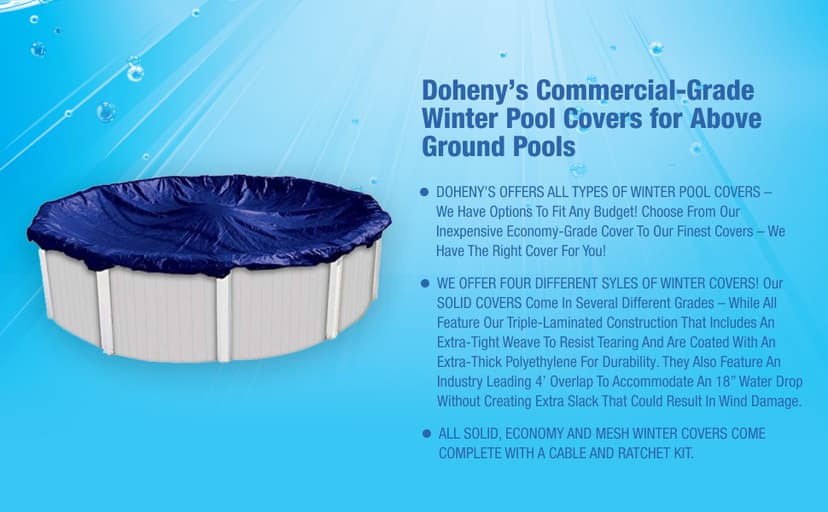 Doheny’s Commercial-Grade Winter Pool Covers for Above Ground Pools | Featuring Doheny’s Exclusive Tear Resistant Weave | The Best Winter Covers for Le$$! (12' x 24' Oval, Economy - 4 Yr.)