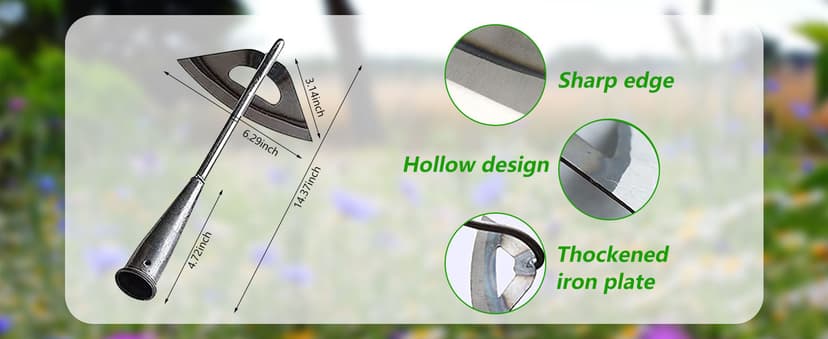 All-Steel Hardened Hollow Hoe,Garden Hoes for Weeding,Hollow Hoe for Gardening,Hoe Garden Tool,Garden Hoe for Backyard Weeding, Loosening, Farm Planting 2