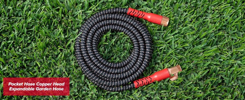 Pocket Hose Copper Head w/New Pocket Pivot Expandable Garden Hose 100FT, AS-SEEN-ON-TV, Swivels 360°, Advanced Tri-Tex Tubing & Force Field Jacket, 3X Stronger, Lead-Free, No-Kink, Anti-Burst w/APT
