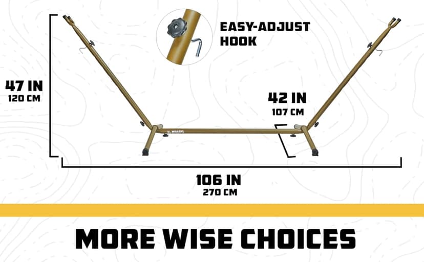 Wise Owl Outfitters Portable Hammock Stand, 106x42, 440lb Capacity - Sports & Outdoors