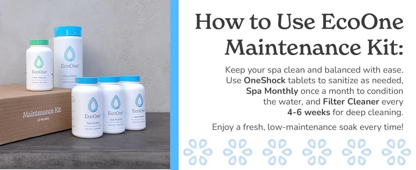 EcoOne | Hot Tub Chemical Maintenance & Supply Kit | Spa Shock, Conditioner & Purification Kit | Contains Oneshock Chlorine Granular, SPA Monthly Conditioner & Filter Cleanser | 3 Month Supply