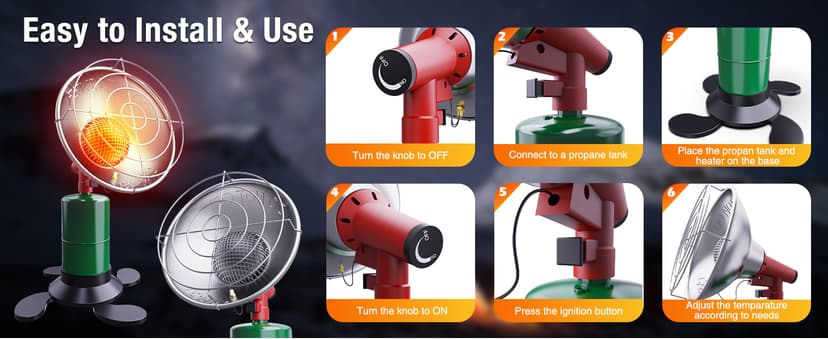 Propane Heater - 6200 BTU Portable Tent Heater, Camping Gas Heater and Stove