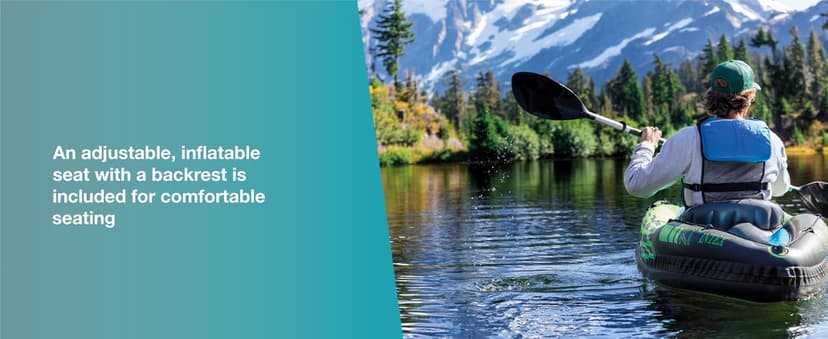 INTEX Challenger Inflatable Kayak Series: Includes Deluxe 86in Kayak Paddles and High-Output Pump – SuperStrong PVC – Adjustable Seat with Backrest – Removable Skeg – Cargo Storage Net