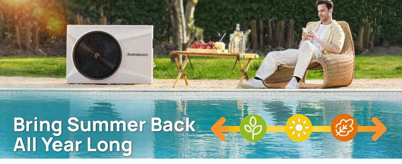 Aquastrong 35,000 BTU Inverter Swimming Pool Heat Pump, 9,000 Gallons Electric Pool Heater for Above Ground and Inground Pool, WiFi Capable Timer, Heating and Cooling Pool Heater 120V