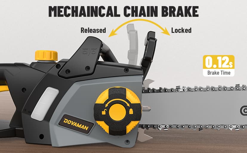 DCS08A Electric Chainsaw, One-Step Tool-Free Tensioning, Oregon Bar & Chain, Low Kickback, Mechanical Brake, Automatic Chain Lubrication, 18-Inch 15-Amp Electric Chainsaw corded with 2 Chains