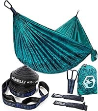 Foxelli XL Hammock Straps - Extra Long 20FT Heavy Duty No-Stretch Suspension System, 40+2 Loops, 2000 LBS Capacity, for Indoor/Outdoor Use – Set of 2 Straps & Carry Bag