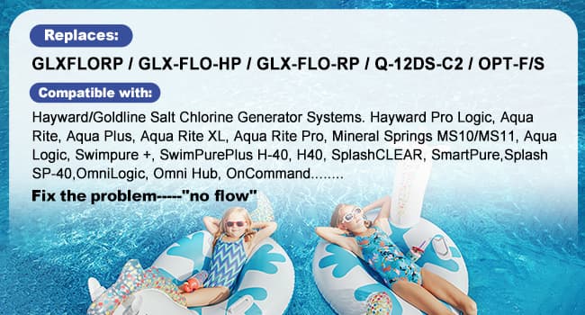 GLX-FLO-RP Flow Switch Assembly, Pool Flow Sensor Compatible with Goldline and Aquarite Salt Systems Pool Flow Switch with 15 ft. Cable