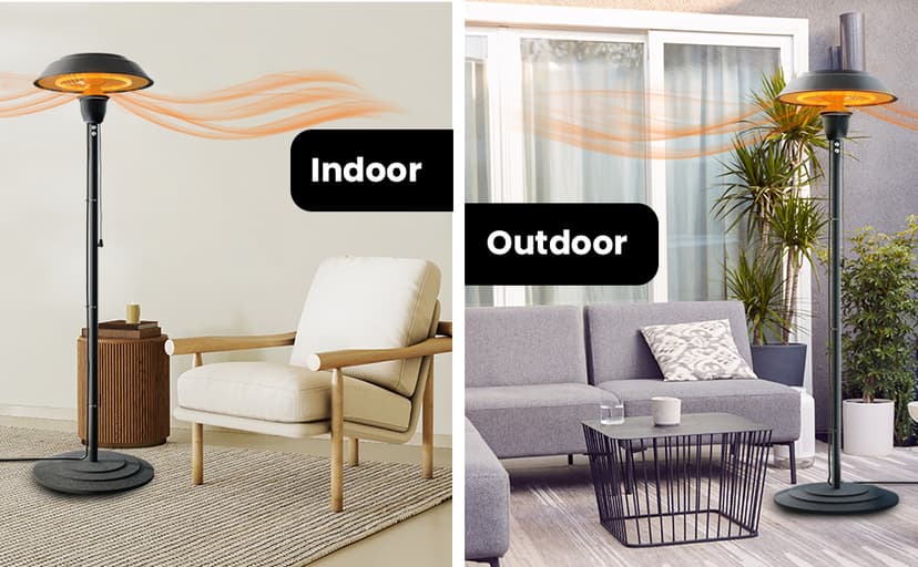 Indoor & Outdoor 1500W Electric Infrared Patio Heater, Waterproof & Tip-Over Protection, Perfect for Garden, Balcony