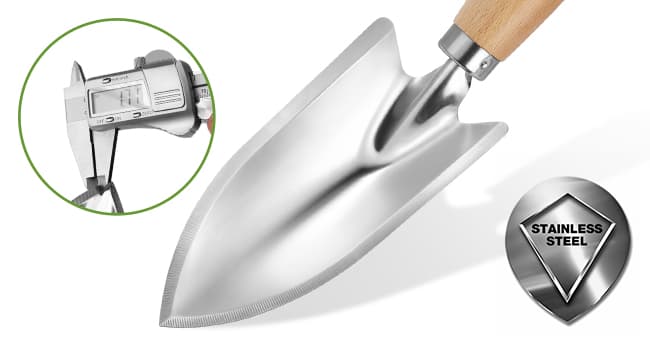 WORKPRO 11" Garden Hand Trowel, Heavy Duty Polished Stainless Steel Garden Shovels with Wood Handle, Small Gardening Hand Tools for Digging, Planting, Measure, Transplanting