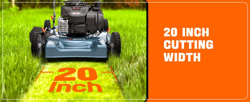 SENIX 20-Inch Gas Lawn Mower with 125 cc 4-Cycle Briggs & Stratton Engine, Side Discharge, 5-Position Single Wheel Height Adjustment (LSPG-L3)