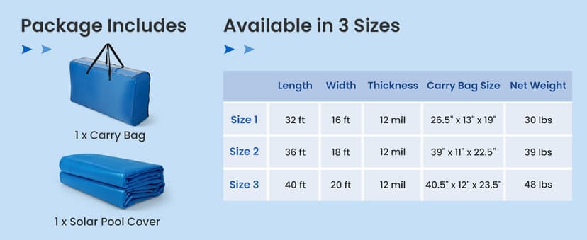 Goplus Pool Cover, 16 x 32 FT Solar Blanket with Carrying Bag for In-Ground and Above-Ground Swimming Pools, Rectangle Hot Tub SPA Thermal Blanket, Blue Bubble