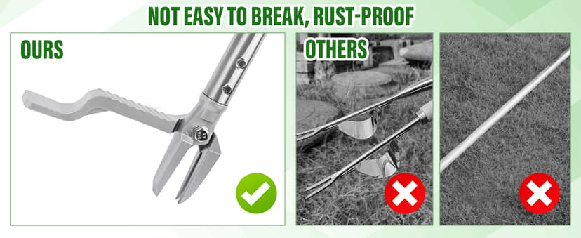 Stand up Weed Puller with 3 Claw Head, 45.6" Long Handle Weed Puller Tool Stand up Heavy Duty, Detachable Weed Remover Tool, No Need Bending Kneeling Weeding Tool for Lawn Yard Garden