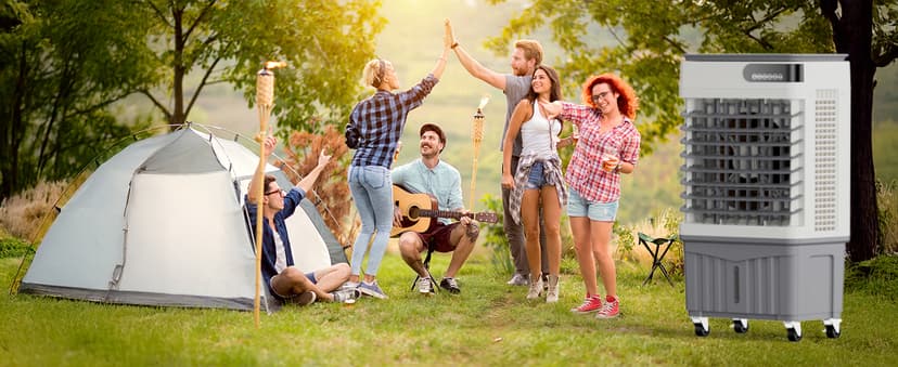 MEPTY 2500CFM Swamp Cooler Air Conditioner, 3-IN-1 Evaporative Air Cooler with 8Gal Tank, 120°Oscillation, 12H Timer, Remote Control, 3 Speeds, Outdoor Cooling Fan for Patio, Garage, Porch,Indoor Use