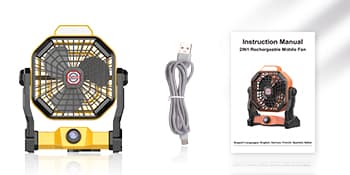 Camping Fan with LED Lantern, 36 Hours 9 Inch Portable Rechargeable Battery Powered Fan with Stepless Speed and Quiet Battery Operated for Picnic, Barbecue, Fishing, Travel, Home, Tent