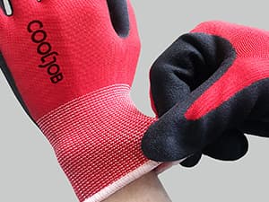 COOLJOB Gardening Gloves for Men, 2 Pairs Breathable Rubber Coated for Garden Weeding Landscaping, Outside Work for Lawn Yard, Men's Medium Size, Black & Red