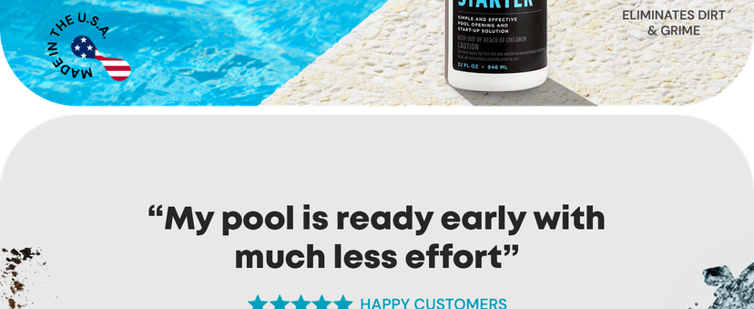 Pool Opening Chemical - 32oz for up to 30,000 gallons - Pool Starter Kit for Above Ground & Inground Pools - AquaDoc Pool Chemicals Made in USA