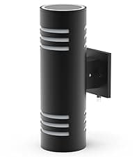 Outdoor Wall Sconce Lights,2Packs 10%-100% Dimmable LED Modern Porch & Patio Wall Light Fixture, 23.6in Black Exterior Sconce Wall Mounted Lights Suitable for Garage Courtyard House(6000K)