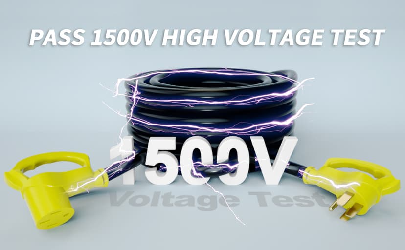 30 FT 50 Amp RV/EV Extension Cord Outdoor with Grip Handle, 4 Prong Flexible Heavy Duty 6/3+8/1 Gauge STW RV Power Cord Waterproof, NEMA 14-50P to 14-50R, Black-Yellow, ETL Listed