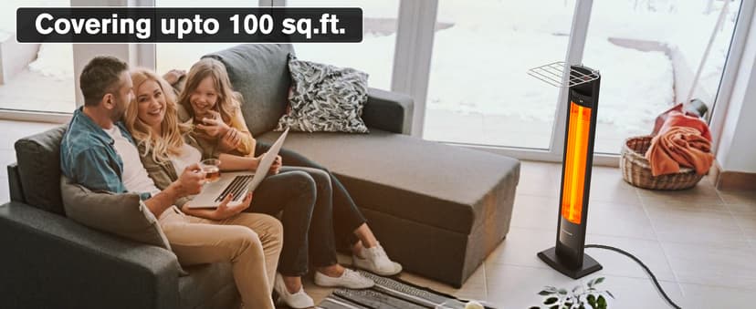 ThermoMate Outdoor Indoor Electric Patio Heater, 1500W 38.5" Portable Tower Infrared Heaer, IP55 Rated Space Radiant Heater with Remote, Timer, Tip-over Protection for Backyard, Restaurant & Garage