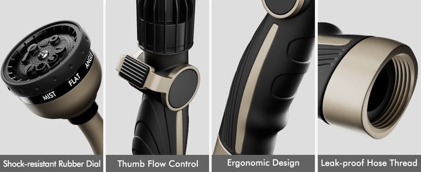 RESTMO Watering Wand Heavy Duty, Metal Garden Hose Wand with 10 Spray Patterns, 15-Inch Long Hose Nozzle Sprayer with Thumb Flow Control, Ideal to Water Hanging Baskets and Shrubs