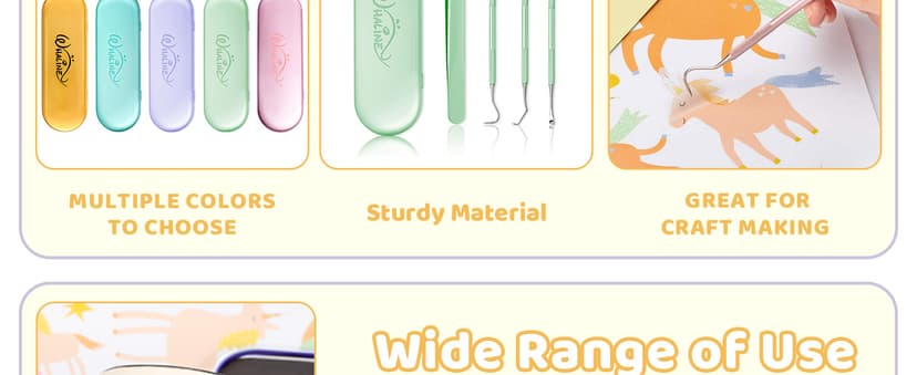 Whaline Weeding Vinyl Tools 4 Pieces Precision Stainless Steel Cricut Weeder Tool with Case, Vinyl Craft Paper Craft Tool Kit for Silhouettes Cameos, Lettering Scraper Hook Spatula Tweezers
