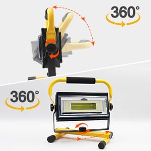 100W COB Rechargeable Work Light, 7000LM Cordless LED Work Lights, Waterproof Portable Flood Light with Stand for Outdoor Camping, Hiking, Garage, Car Repairing, Workshop Job Site Lighting