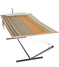 12ft Rope Hammocks, 46'' Wide Hardwood Spreader Bar (Beige, Twin)