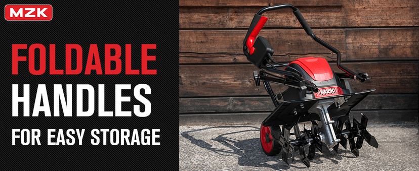 MZK 16-Inch 13.5-Amp Corded Electric Tiller/Cultivator, 8-inch tillling Depth with Adjustable Wheels, Foldable Electric Rototiller for Garden Soil Digging