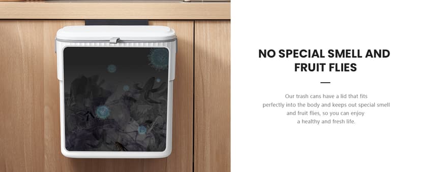 ELPHECO Hanging Trash Can with Lid 2.5 Gallon Kitchen Compost Bin for Under Sink, Plastic Wall-Mounted Garbage Can, Small Kitchen Trash Bin, Small Trash Can with Lid for Cupboard Countertop