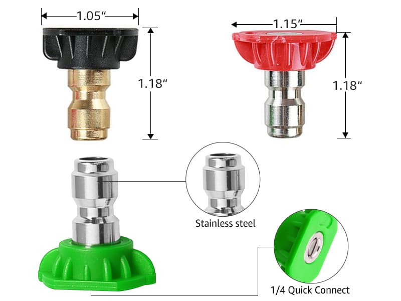 Pressure Washer Tips Power Washer Soap Nozzle Tips Multiple Degrees 1/4 Quick Connect Design Up to 4,500 PSI 2.5 GPM(5-Pack)
