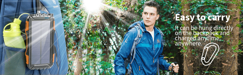 Solar Charger, Power Bank, 42800mAh Portable Charger Power Bank External Battery Pack 5V3.1A Qc 3.0 Fast Charger Built-in Super Bright Flashlight (Orange)