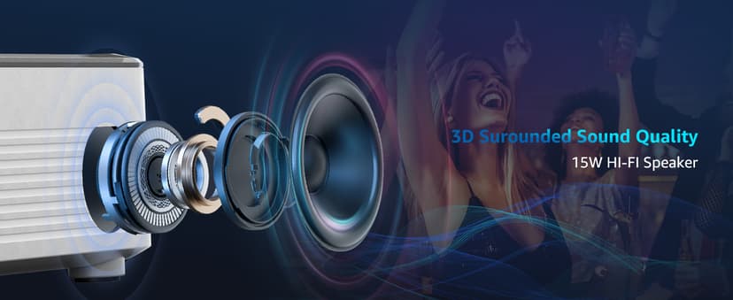 5G WIFI Bluetooth Projector with 100" Screen, 15000L Native 1080P Outdoor Projector, Pericat Home Theater Movie Projector,15W HIFI Speaker Video Projector Compatible with TV Stick/Phone/PC/Xbox