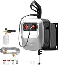 Giraffe Tools Pressure Washer Hose Reel, 1/4" × 65ft Pressure Hose Reel, Auto Rewind Power Washer Hose Reel, Wall/Floor Mounted, 3200 PSI