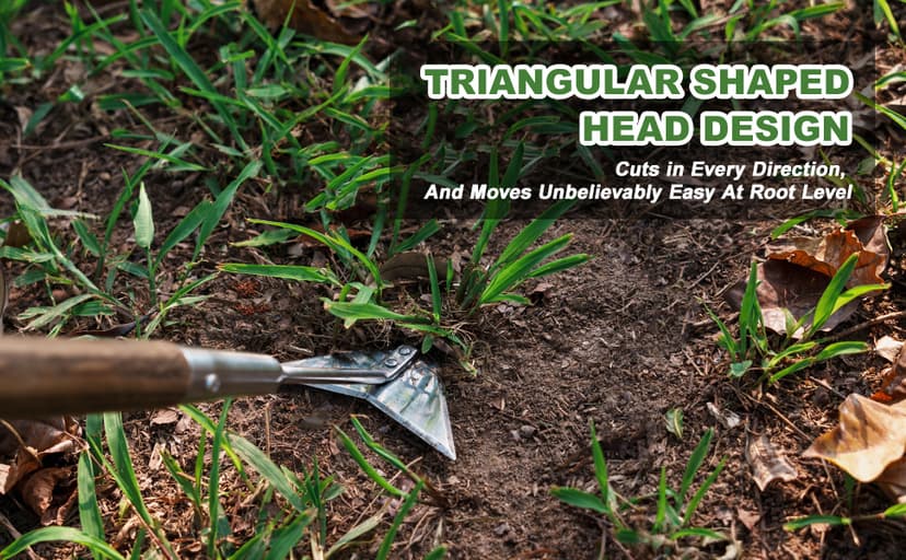 Haliaeetus Triangle Hoe, 60'' Scuffle Hoe for Keeping Your Back from Tiring Out, Weeding Just in Push-Pull Motion, Rogue Hoe with Triangle Head for Quickly Clear Out a lot of Weeds from All Direction
