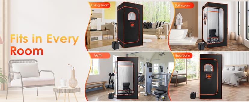 Portable Sauna Box for Home With 3L 1000W Steamer, Remote Control, Folding Chair - Steam Tent for Gym, Yoga, Pilates, Hot Tub