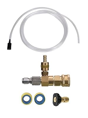 M MINGLE Adjustable Chemical Injector Kit for Pressure Washer, Soap Injector, 3/8 Inch Quick Connector
