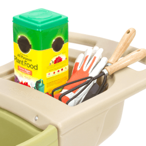 Simplay3 Easy Haul Wheelbarrow with Garden Tool Storage Tray, Durable Heavy-Duty Plastic Wheelbarrow with Large Easy Turn Wheels - Green, Made in USA…